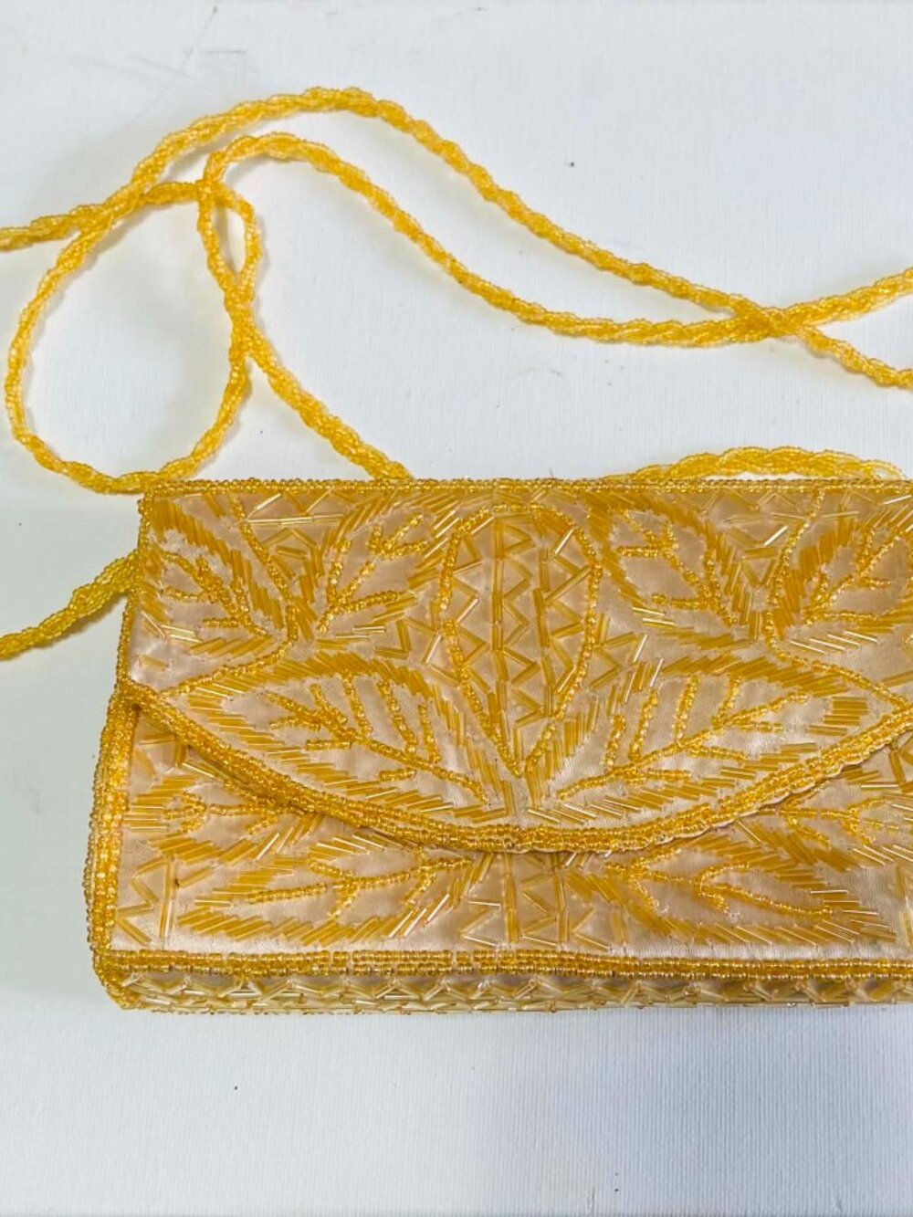 Vintage Gold Beaded Handbag Crossbody Bag Retro Boho Evening Purse